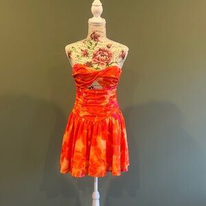 Hello Molly Orange Floral Mini Dress